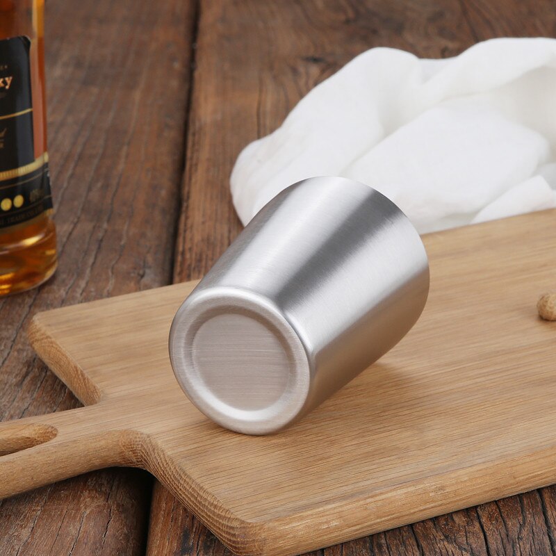 260ml Stainless Steel Beer Tumbler Stemless FDA Grade Coffee Milk Water Cup Double Wall Drinkware Outdoor Silver Table Decor