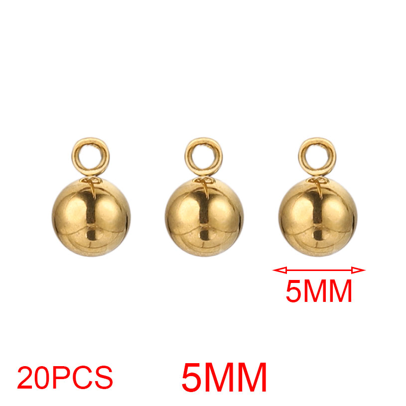 20pcs Lot 4/5/6mm Round Stainless Steel Beads Solid Ball Charms DIY Gold Plated Earrings Bracelet Jewelry Making Materials Craft: Blue white zinc plated