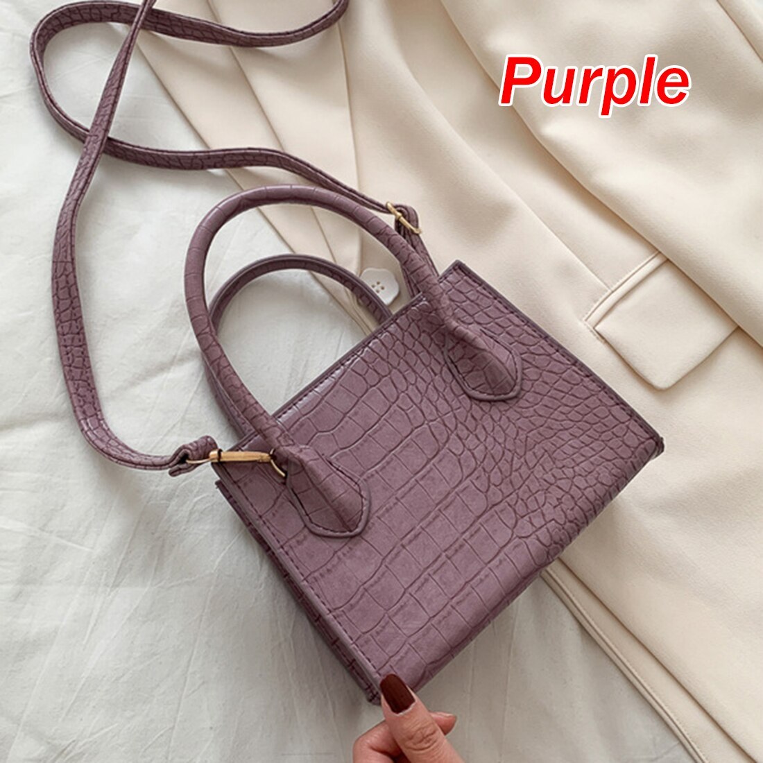 Sac à main en Faux cuir pour femmes, sac à bandoulière tendance tendance , petit sac à épaule classique motif Crocodile fermeture éclair, bourse solide: 3