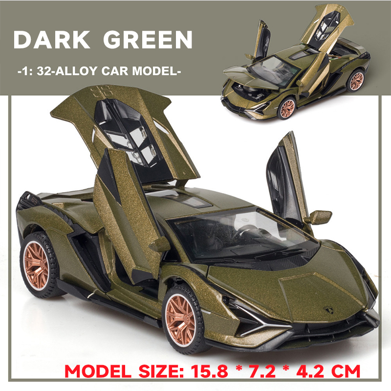 Miniatura Diecast 1:24 modello di auto in lega siano FKP37 Supercar collezione di veicoli in metallo per regalo per bambini giocattolo di compleanno bambini ragazzi: 1 32 SIAN Dark Green