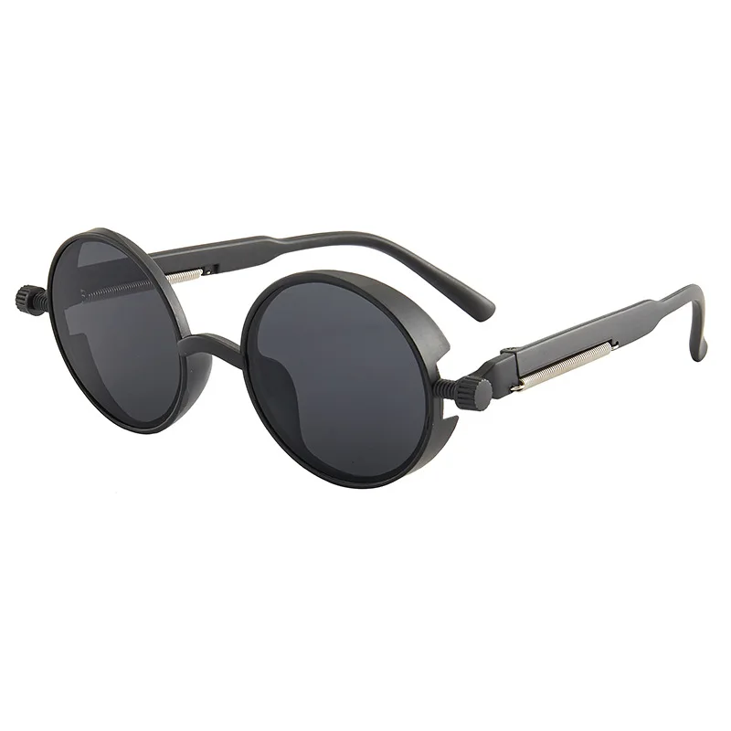 Classic Gothic Steampunk Sunglasses Luxury Brand Men and Women Retro Round Pc Frame Sunglasses: Brown