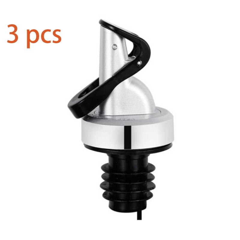 Distributeur automatique de liqueur d'huile d'olive, verseurs de vin en caoutchouc, bouchon de boisson à rabat, outil de cuisine, accessoires de Bar: silver 3 pcs