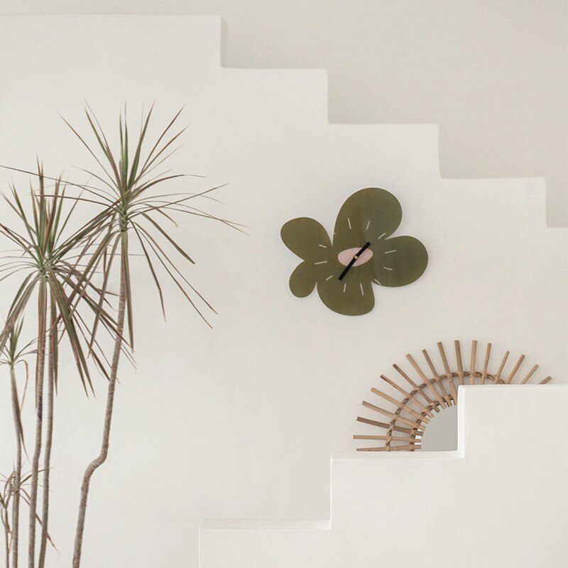 Relojes de pared acrílicos con flores para el hogar, accesorio tipo de mano para colgar en la pared, cocina, sala de estar, estudio, reloj para decoración de pared