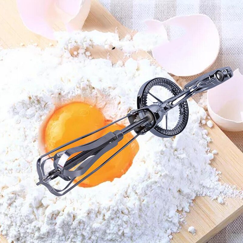 De acero inoxidable giratorio batidor Manual para huevos asa de batidor agitador mezclador cocina aparato para huevos licuadora agitación herramienta: Default Title