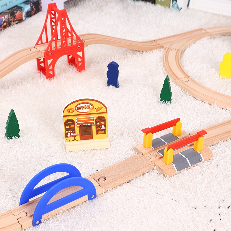 Ferroviarie di legno Giocattolo Semplice Set Per Bambini Giocattoli Compatibile con I Principali di Marca Pista Blocchi di Puzzle Giocattoli Educativi Per I Bambini