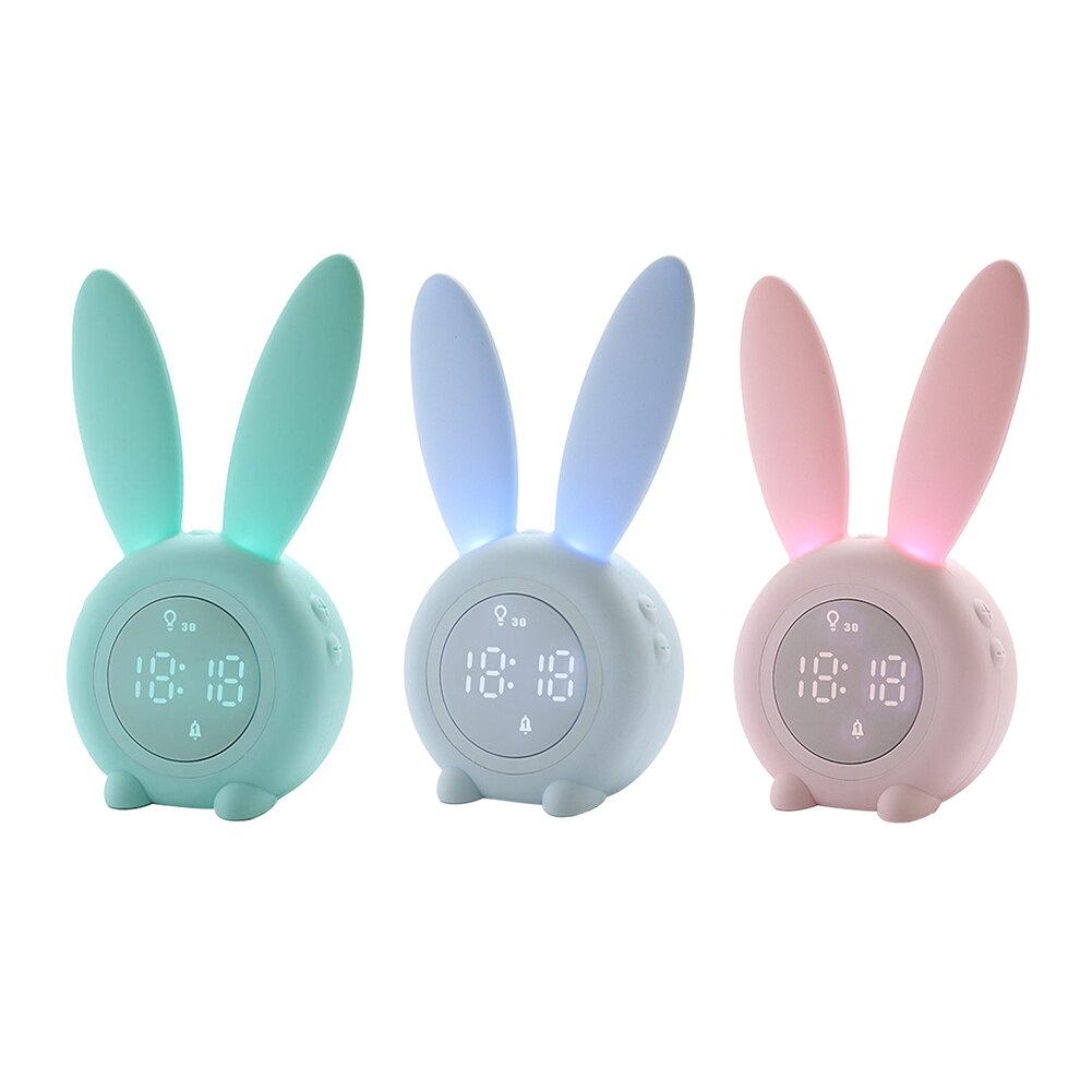 Horloge de Table intelligente LED pour enfants, lapin mignon, alarme de sommeil, fournitures ménagères, veilleuse, réveil