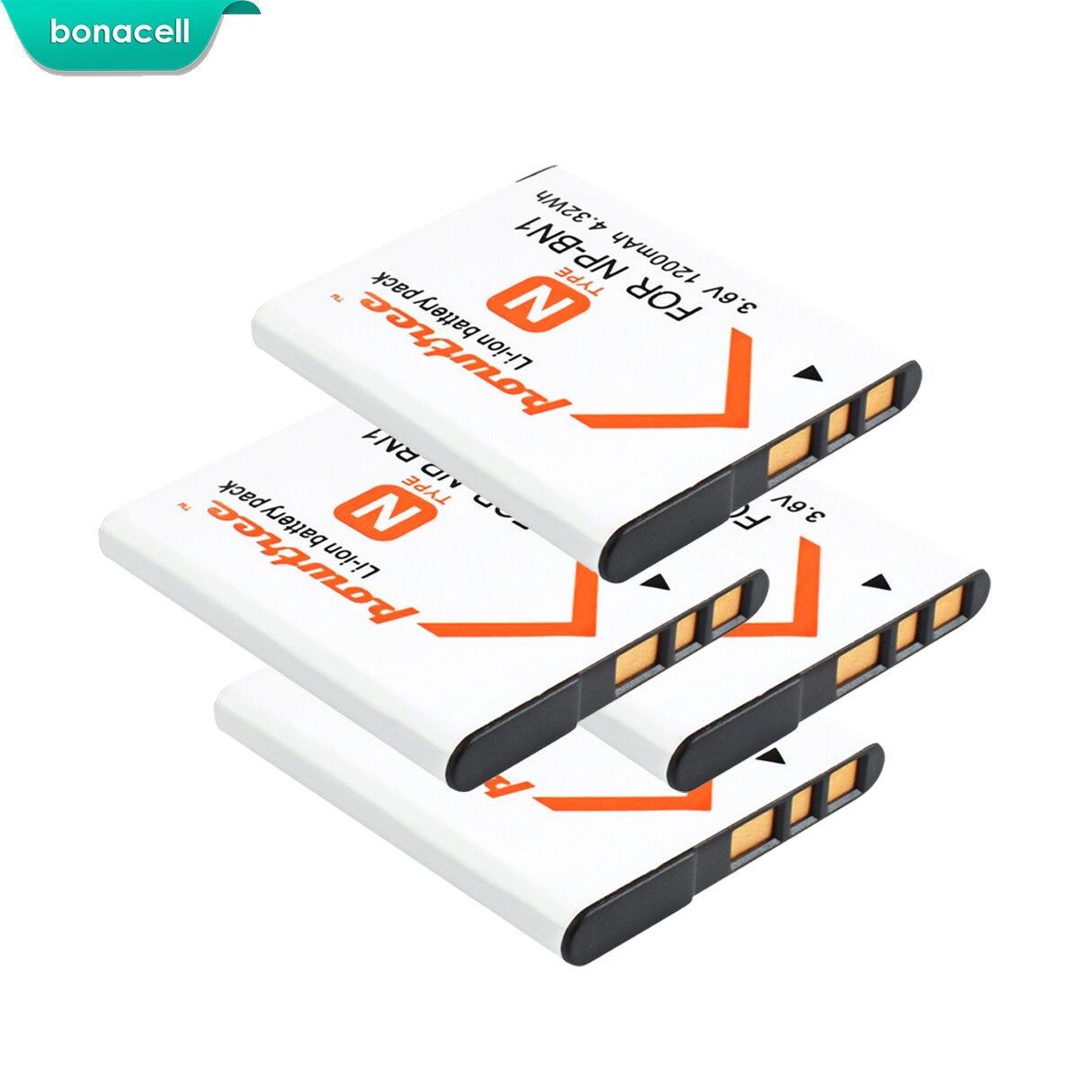 Powtree 1200mAh NP-BN1 Camera Battery For Sony TX9 WX100 TX5 WX5C W620 W630 W670 TX100 Camera: 4 Pack Battery