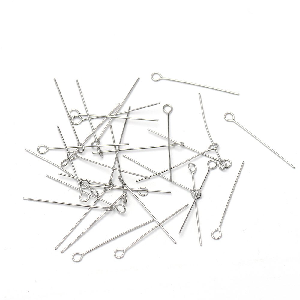 50-100pcs 23 Gauge 304 Stainless Steel Open Eyepins 20-70mm for DIY Jewelry Making