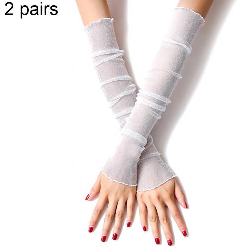 2 Pairs Zomer Arm Mouwen Vrouwen Mannen Arm Cooling Mouwen Arm Been Mouwen Outdoor Zon Bescherming Vingerloze Handschoenen Arm Mouwen: WHITE
