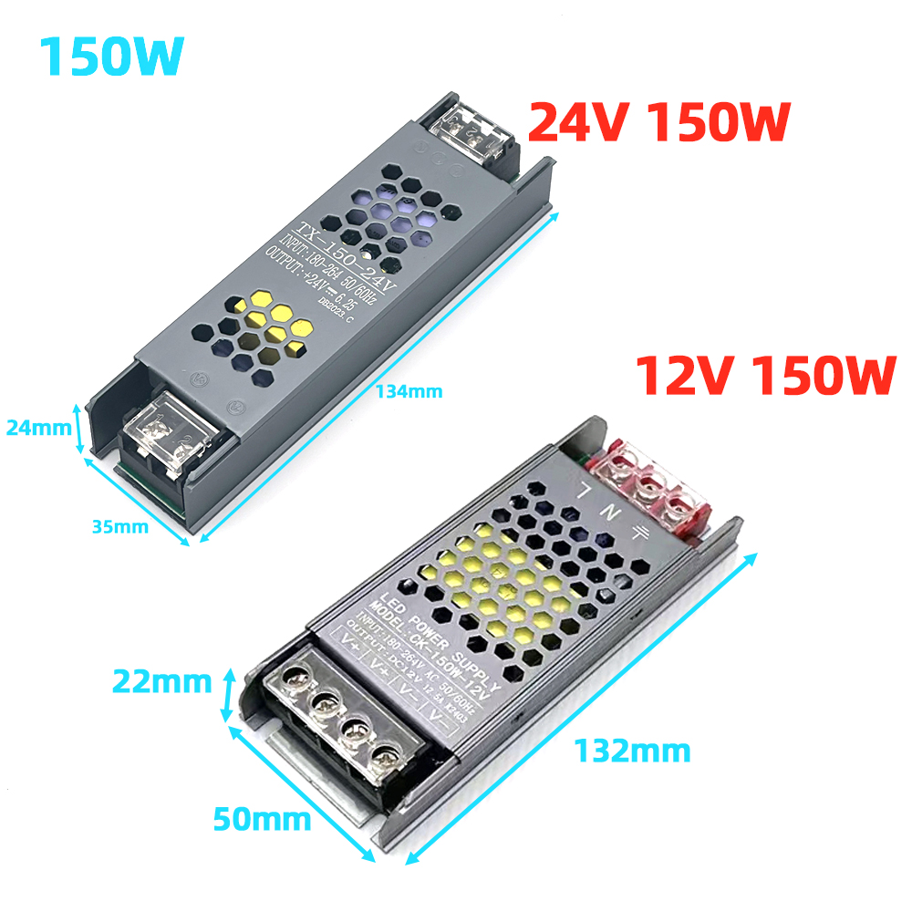 Ultra Dunne Verlichting Transformers 220V naar DC12V 24V 60W 100W 150W Voor CCTV LED Strip voeding Adapter