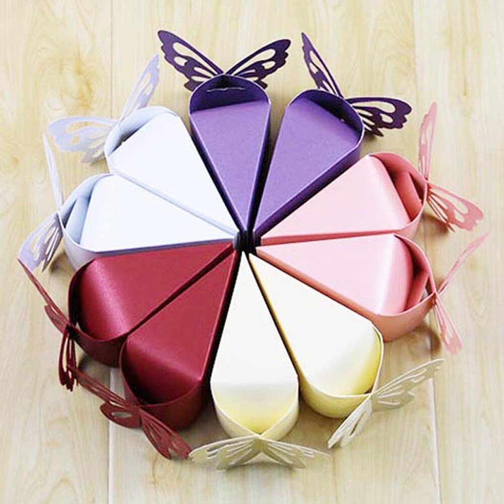 MOROBOR - Lot De 50 Boîtes à Dragées En Forme De Papillon - Rouge - Pour Mariage, Anniversaire, Fête Prénatale