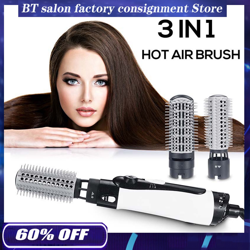 3 IN 1 Air Blower Dryer Comb Hair Straightener Curling Iron Brush Rotating Hair Dryer Brush Hair Curler Styler Styling Tools