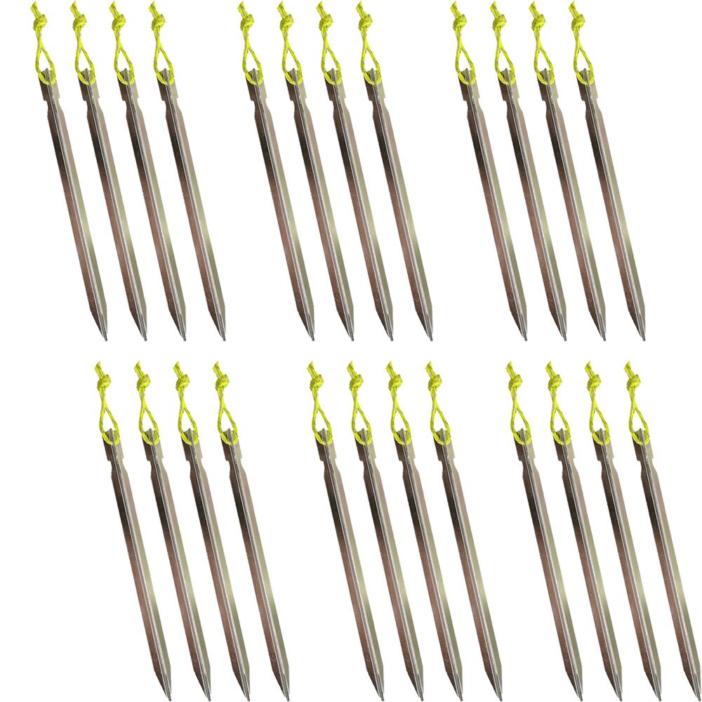 18cm Aluminument Tent Pegs Nails with Rope Stake Camping Hiking Equipment Outdoor Traveling Tent Sand Ground Accessories: Silver 24 pieces