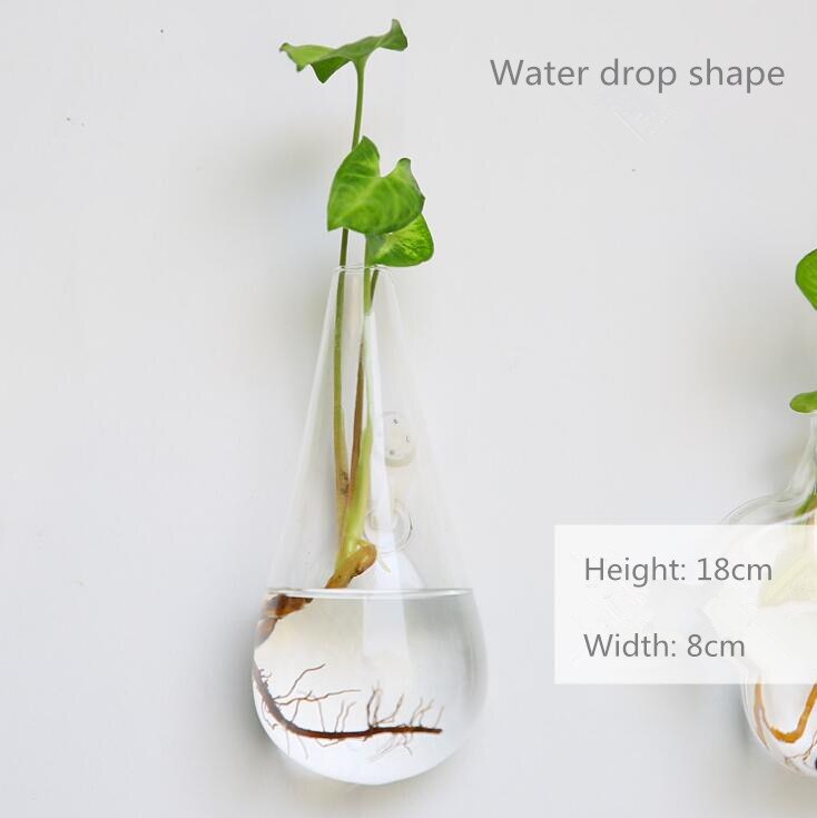 wall glass vase Wall mounted fish tank Hanging hydroponic vase Living room wall decoration: Green