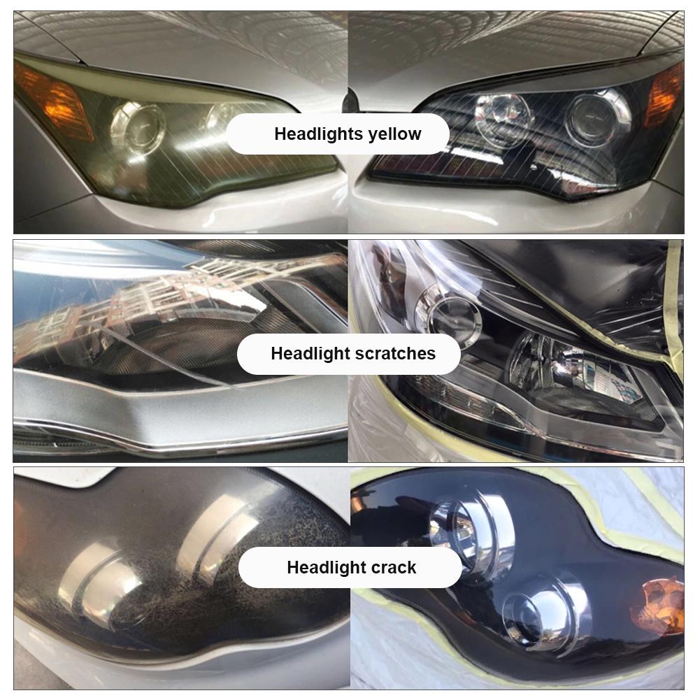 200g Car Headlight Repair Kit Lamp Cover Scratch Repair Polishing Tool Set Refurbished Coating Liquid Car Light Washer