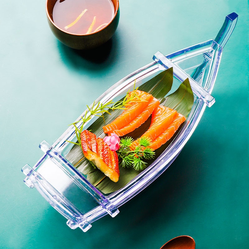 Acrylic sushi boat sashimi ice tray Japanese and Korean cuisine sushi fruit plate seafood sashimi platter tray salmon ice tray