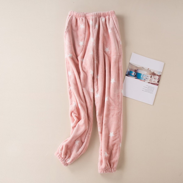 Fdfklak vinter flanell pyjamasbyxor kvinnor underdelar byxor lounge wear tjocka varma byxor kvinnor sovunderdel  q1413