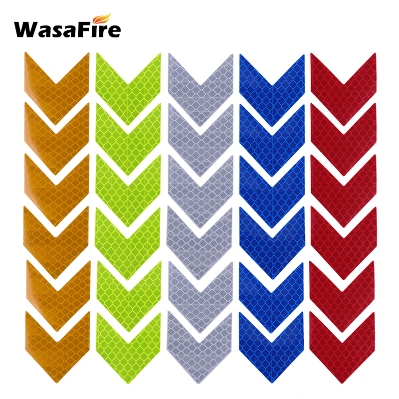 12pcs Car Reflective Sticker Warning Decals Arrow Sign Tape Stickers For Auto Tail Bar Bumper Trunk Safety Decoration Sticker