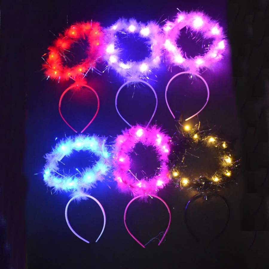 Home Light up Halo Headband Angel Wings Festive LED Glow Headband for Women and Girls Glow Party Supplies