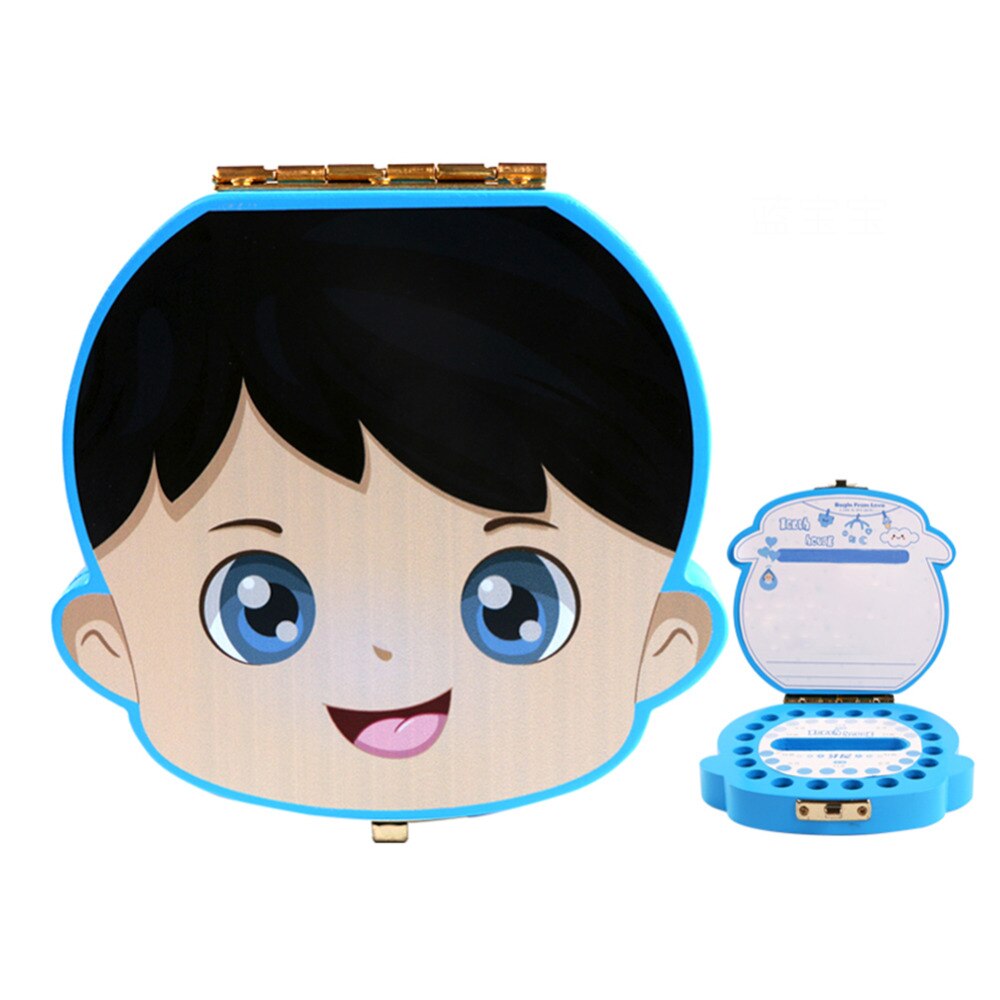 Baby Wood Tooth Box Tooth Keepsake Storage Box Milk Teeth Save Organizer Case Container English case