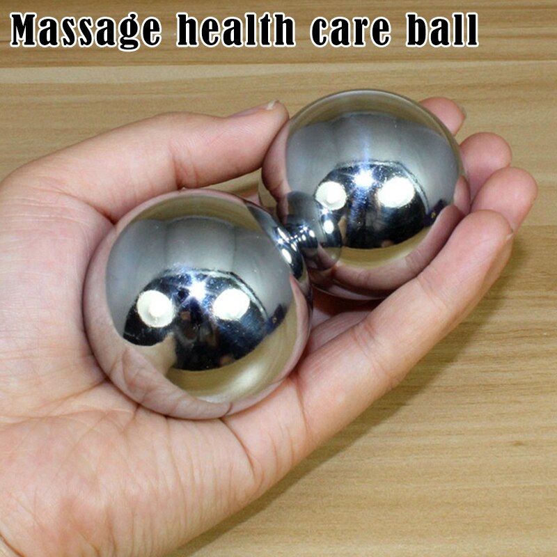 Bola de masaje de manos para relajación del estrés, cuidado de la salud chino para cromo plateado como bola de hierro hueca sólida para Fitness, 2 uds.