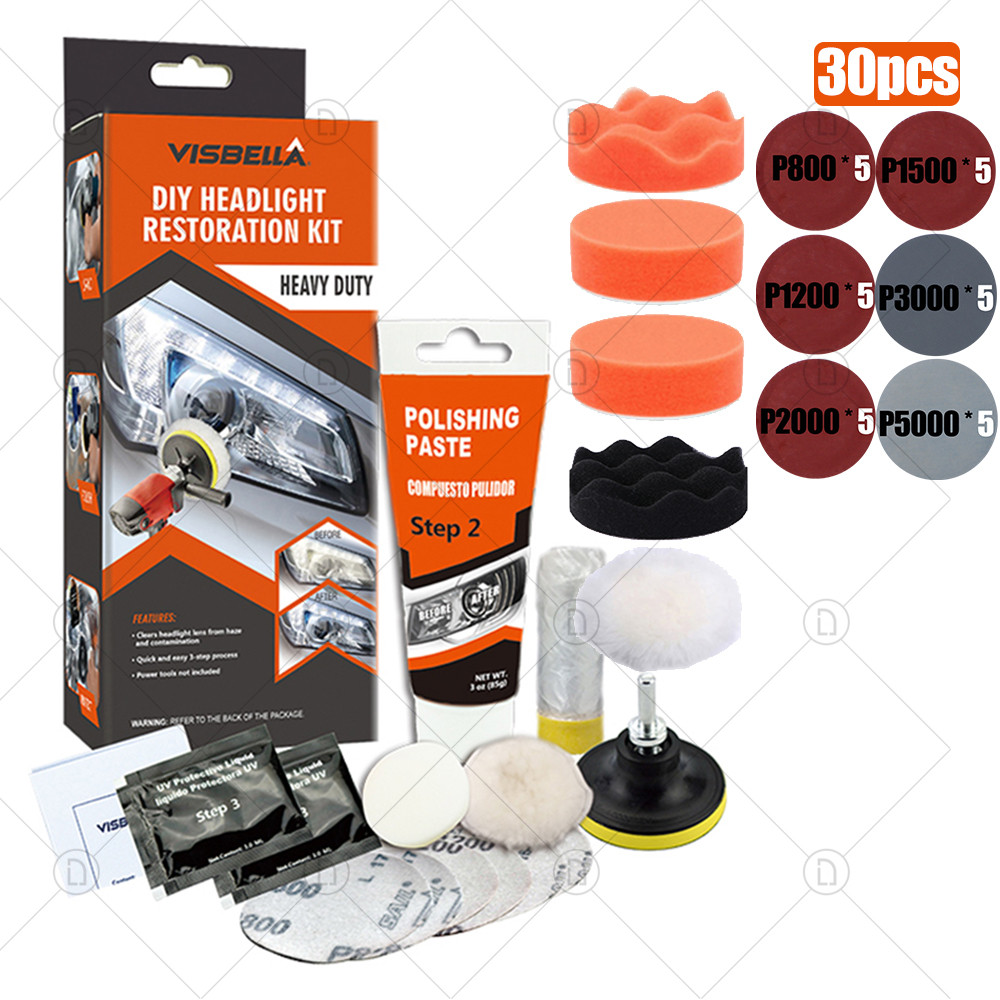 Kits de pulido para restauración de faros de coche, abrillantador químico, reparación de faros, pulidor de lentes, pasta de limpieza, herramienta de restauración: Marfíl