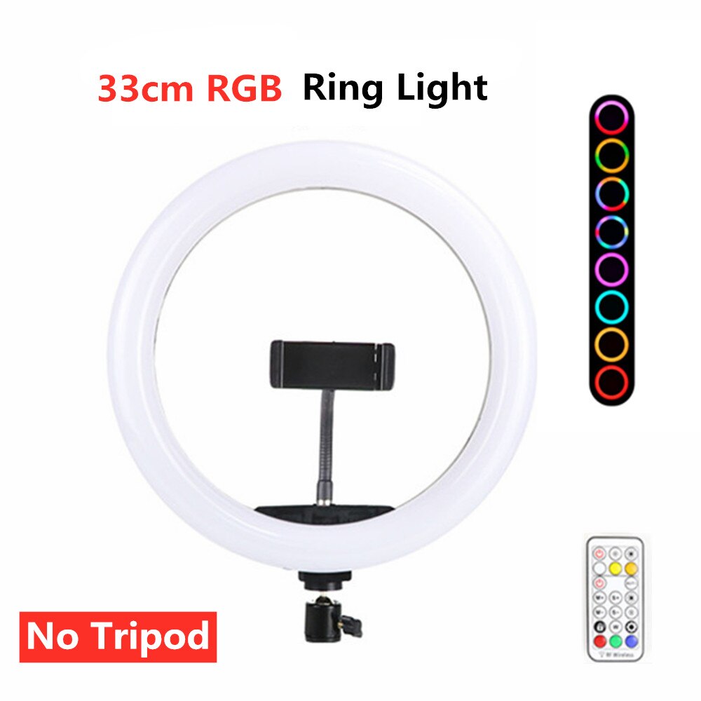 45cm 18inch RGB Ring Licht Dimmbare Selfie Lampe Mit Telefon Clip Fotografie Beleuchtung Für Video Live 10 zoll/26/33cm RGB Ringlight: 33cm RGB Ring Light