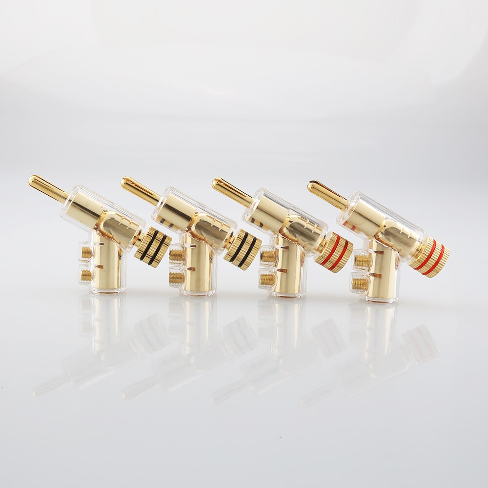 Banană cu blocare de înaltă performanță 45 grade 24k conectori banane audio placați cu aur