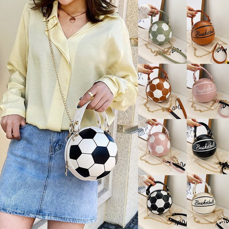 Persönlichkeit weibliche leder Runde Basketball tasche neue geldbörsen für jugendliche frauen umhängetaschen kette Hand taschen