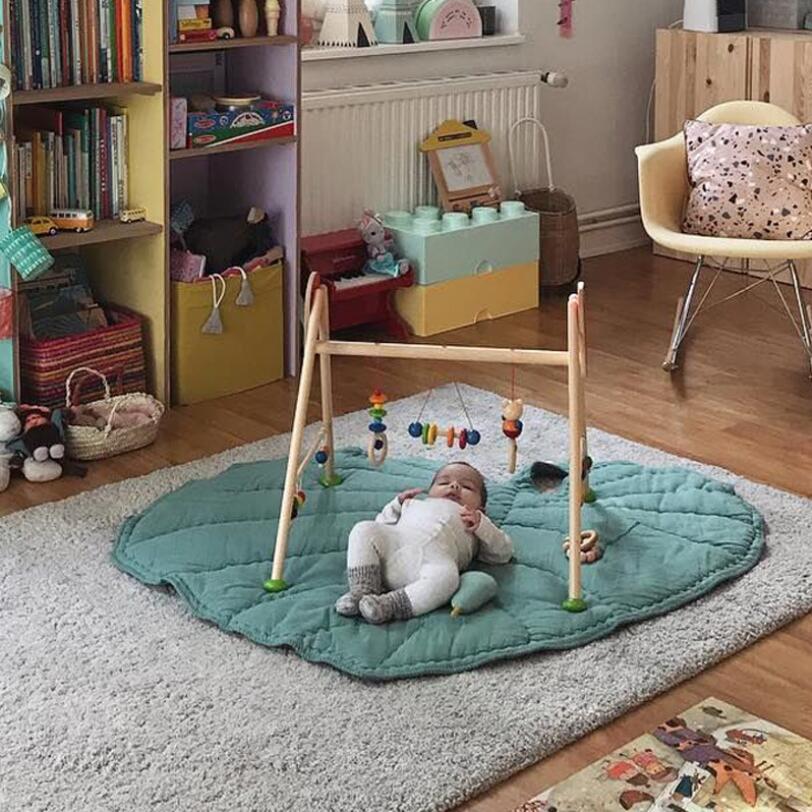 Groene Bladeren Floor Tapijt Baby Spel Deken Katoen Klimmen Pad Speelmatten Baby Winkelwagen Deken Kinderkamer Decoratie