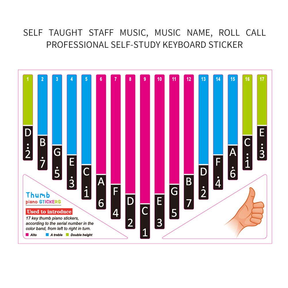 Musical Instrument Scale Sticker Thumb Finger Piano Key Note Stickers for Music Lovers Playing Accessories