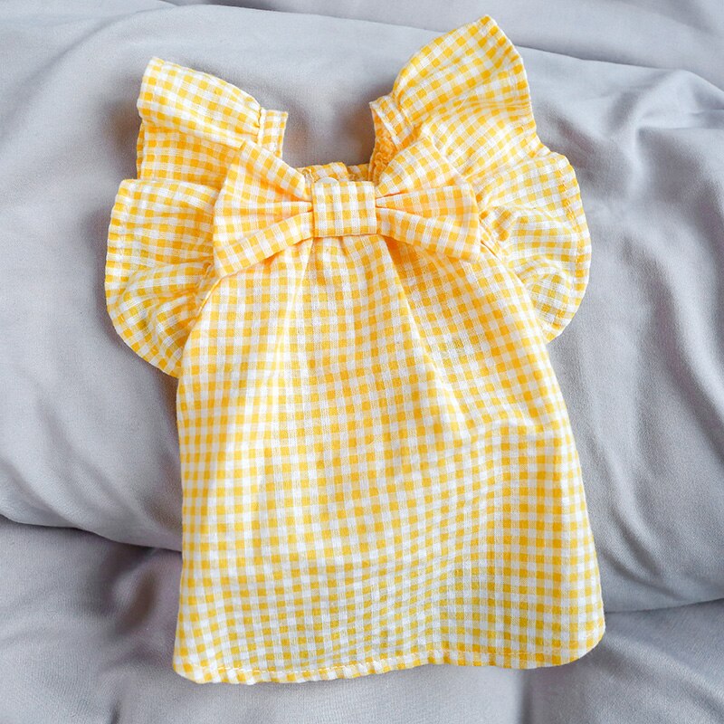 PETCIRCLE Dog Clothes Yellow Plaid Cute Doll Shirt Fit Small Dog Puppy Pet Cat Spring &amp; Summer Pet Costume Dog Clothes Blouse: XL