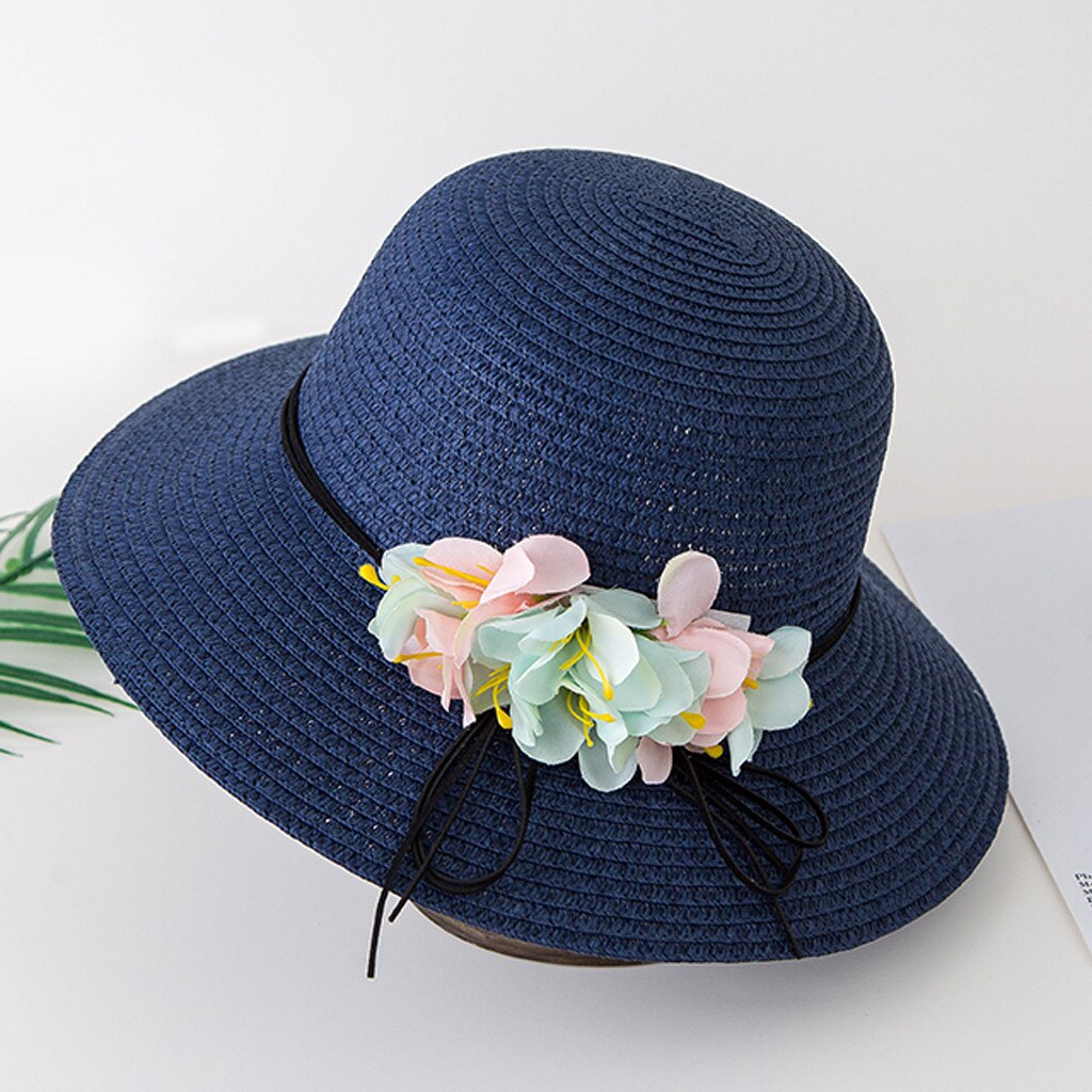 Girl Sun Hat Children Straw Hat Summer Sunscreen Cute Summer Flower Breathable Hat Straw Sun Hat Boy Girls Hats#p30: Blue