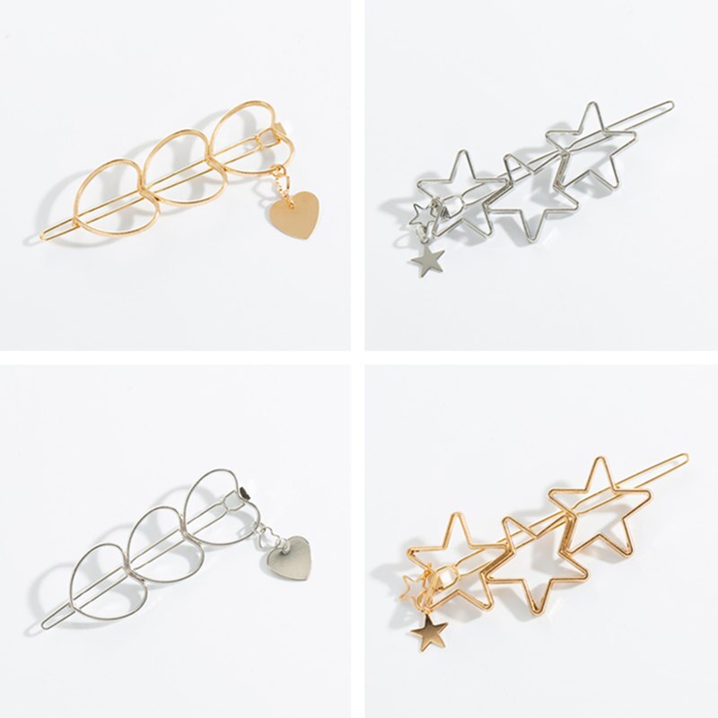 Metalen Liefde Hart Haar Clips Hollow Star Haarspeld Haar Pin Vrouwen Haar Accessoires Hearwear Goedkope