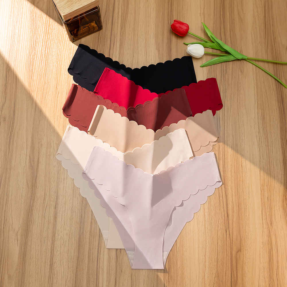Lenjerie intimă pentru femei, chiloți de mătase fără cusături, cu talie joasă, bikini sexy, slipuri, margini ondulate solide, lenjerie intimă moale