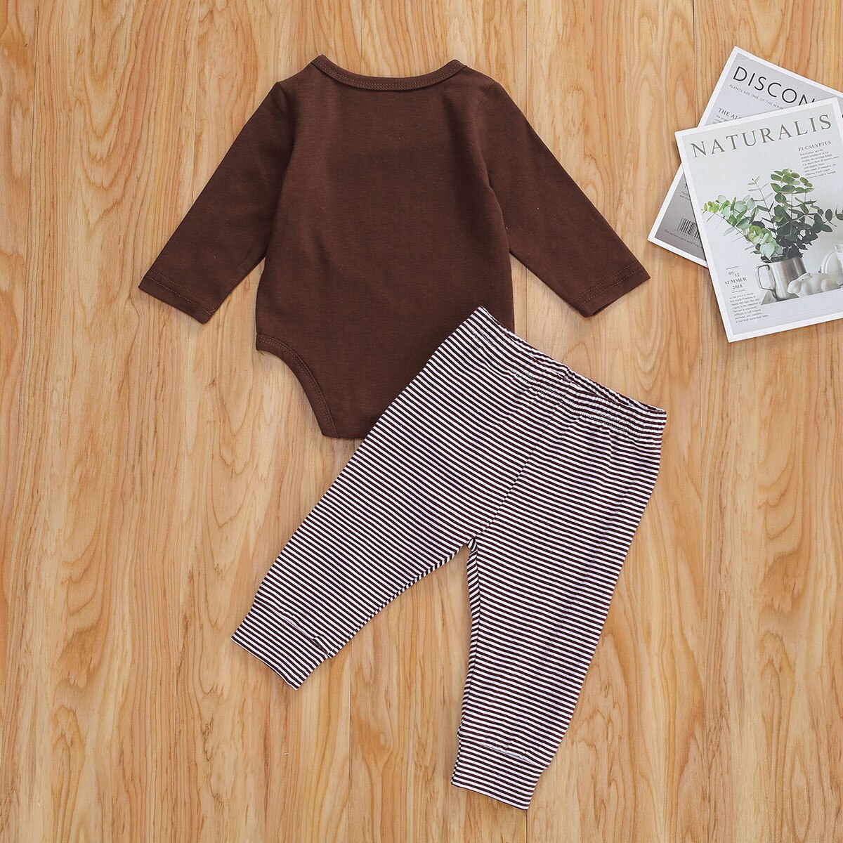 Spædbarn baby dreng sæt thanksgiving day's tøj kalkun broderi langærmet romper+stribede lange bukser baby outfit 0-12 måneder