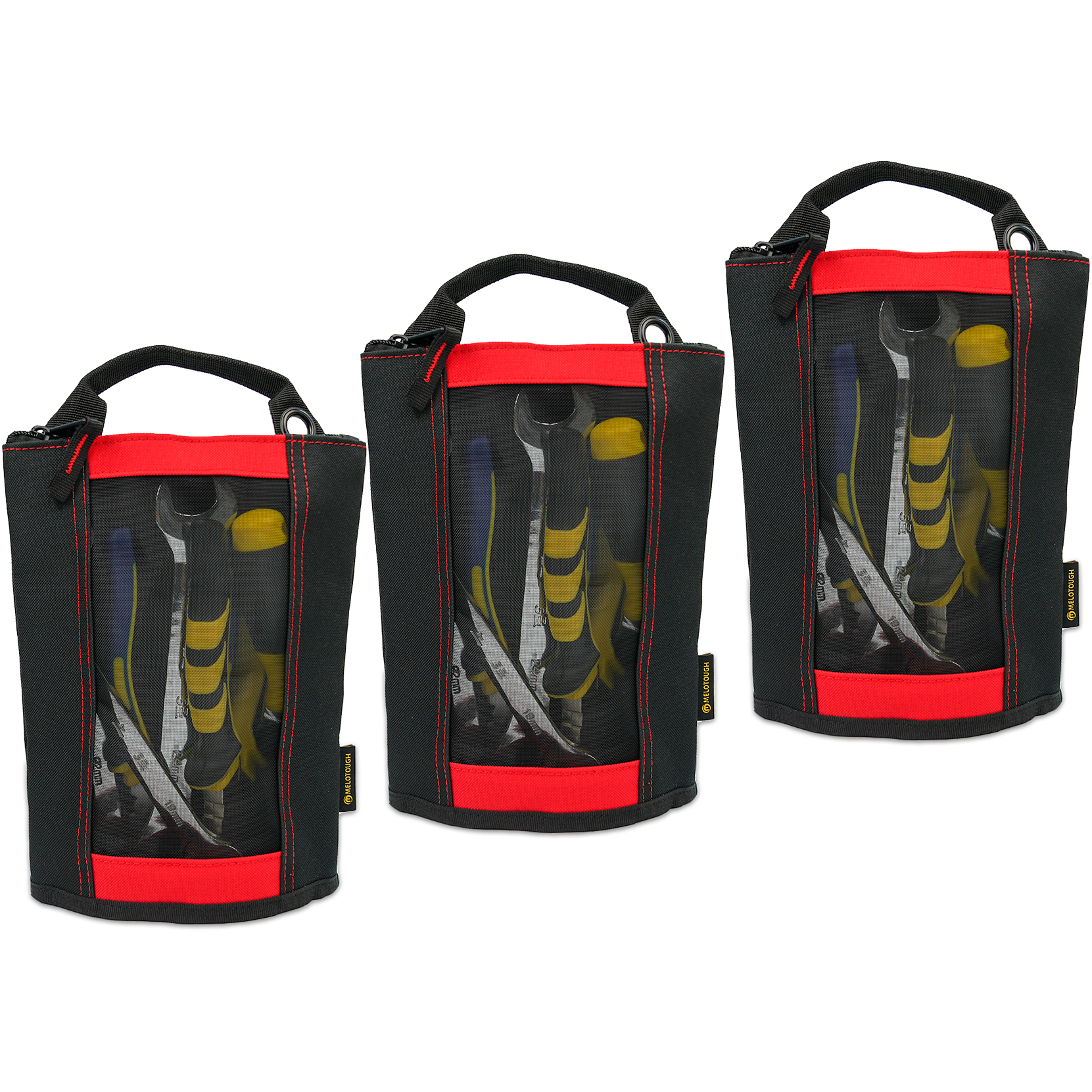 Melotough Canvas Rits Tool Pouch Zipper Bag-Sluiting Zak Met Mesh Venster En Opknoping Grommets 2 Pack: Bordeaux