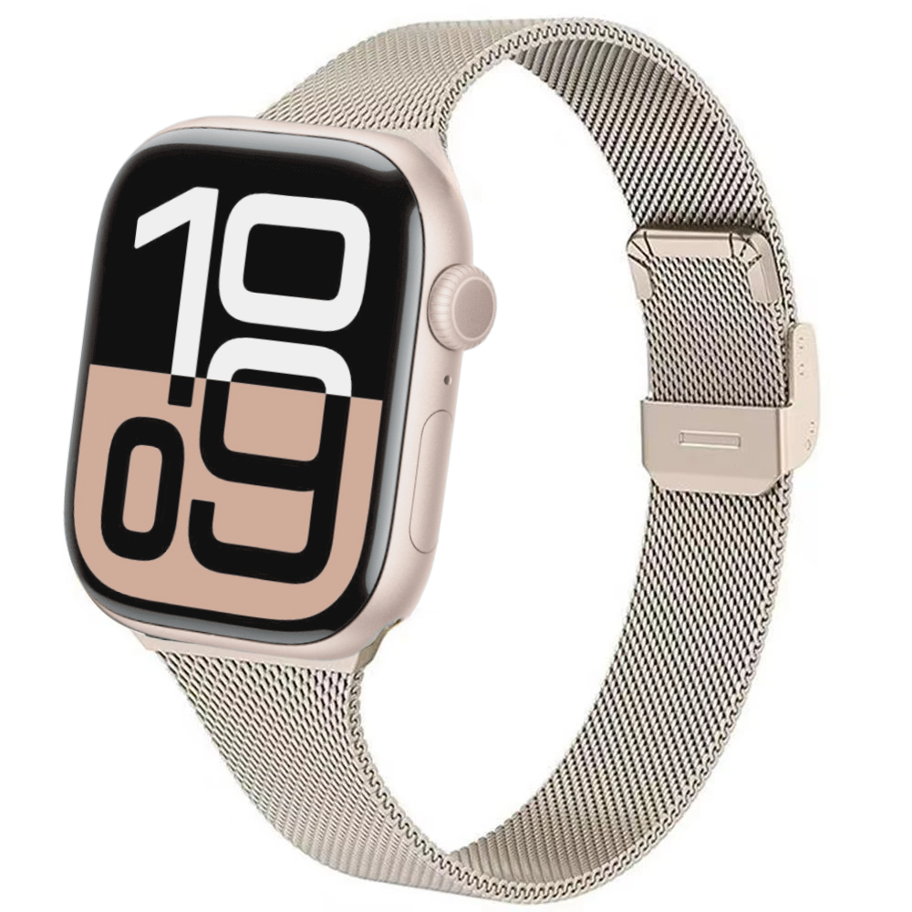 Slanke metalen horlogeband voor Apple Watch 10 42 mm 46 mm 9 8 7 41 mm 45 mm 6 5 4 SE 40 mm 44 mm Milanese polsband voor Iwatch Ultra 49 mm: White black / 19mm