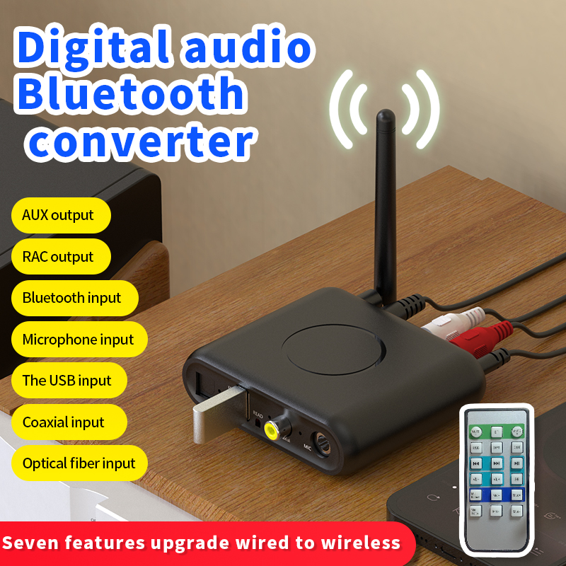 DAC Bluetooth 5.0 Audio Receiver Optical Fiber Coaxial AUX 3.5mm RCA USB U Disk Decoder Converter Wireless Adapter For Speaker