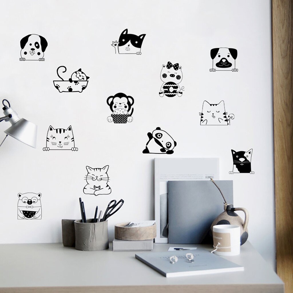 Cute Cat Wall Stickers Light Switch Decor Decals Art Mural Baby Nursery Room Sticker PVC Wallpaper for Living Room