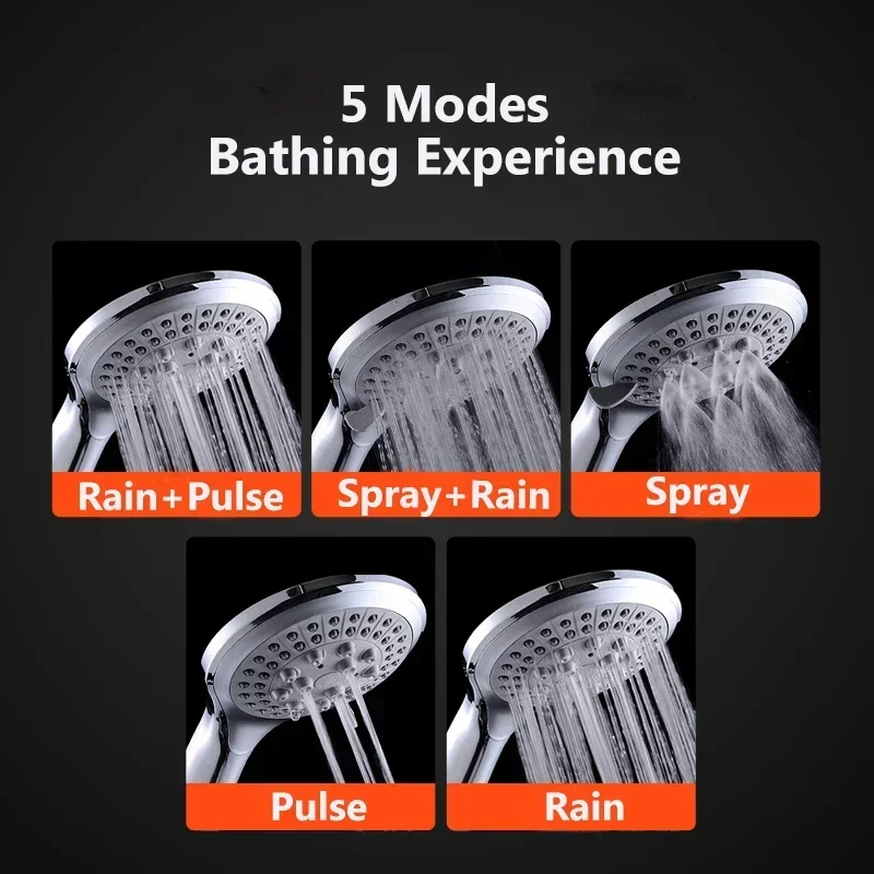 Zhang Ji 5 Modes Siliconen Nozzle Douchekop Houvast Neerslag Jet Spray Hoge Druk Krachtige Douchekop Verchromen