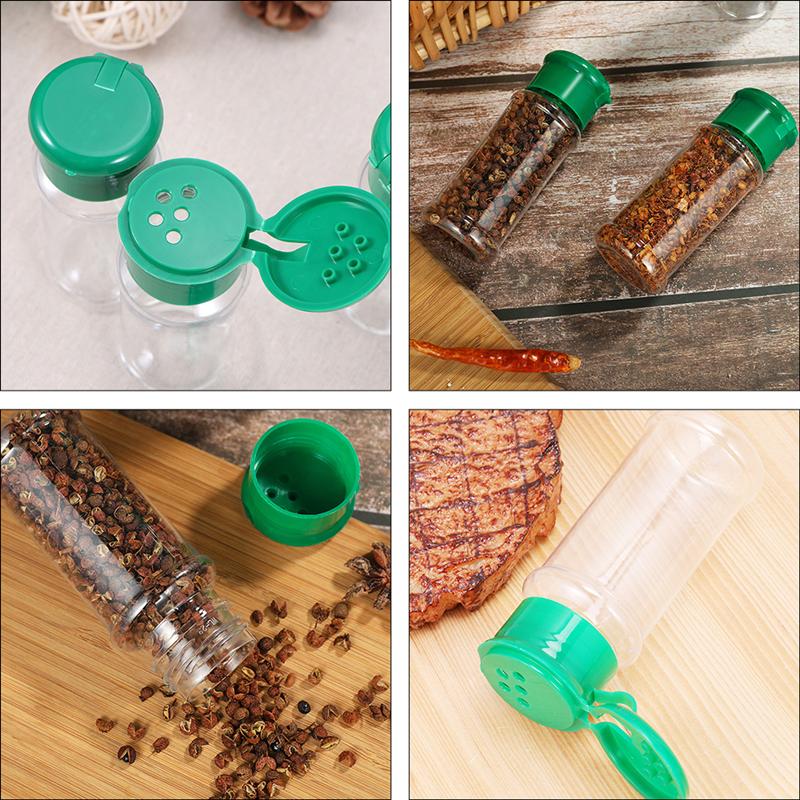 10/12/24/30/40Pcs Kruiden Fles Plastic Spice Pot Peper Shakers Zout Jar Kruiderij flessen Voor Barbecue (Groen/Rood/Zwart)
