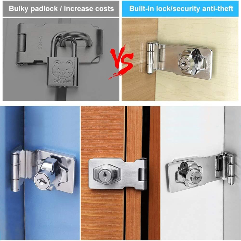 Locking Hasp Staple Keyed Hasp Locks Office Security Buckle Shed Cabinet Door Security Locker Drawer Latches Cupboard Padlock