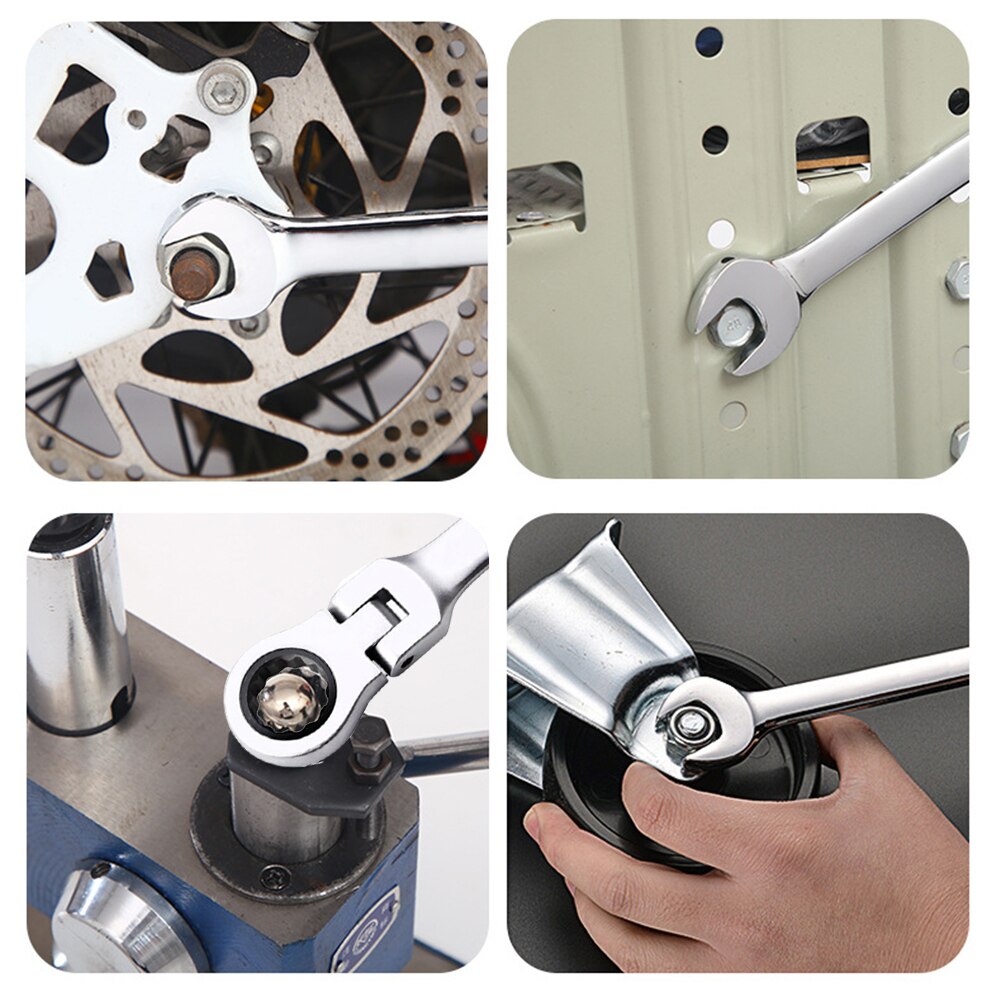 Double End Wrench Tool Set Flexible Head Combination 72 Teeth Quick Ratchet Wrench Dual-use Adjustable Wrench Spanner SheetMetal