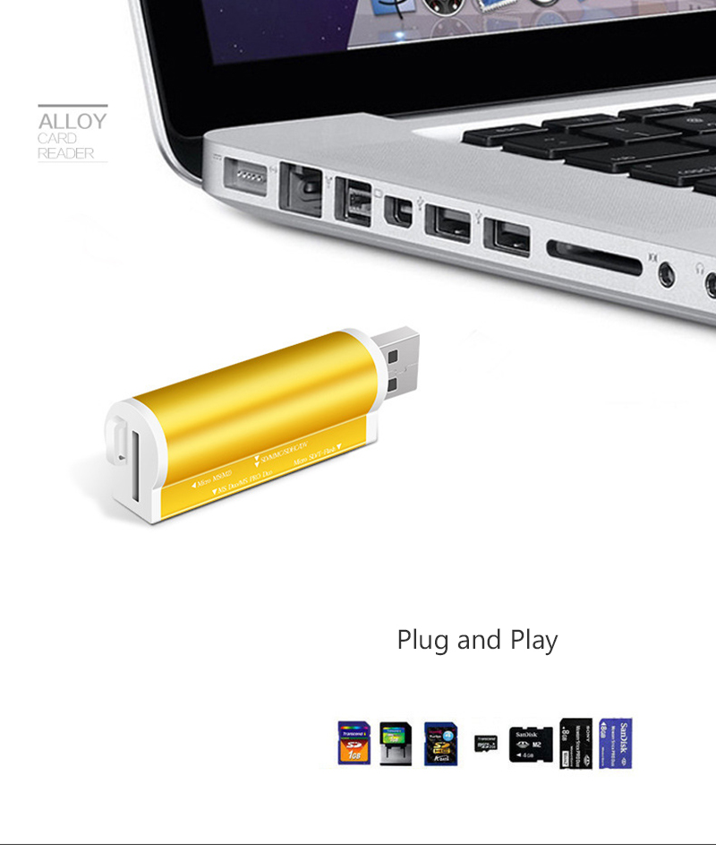 För micro sd sdhc tf  m2 mmc ms pro duo all  in 1 usb 2.0 multifunktions minneskortläsare