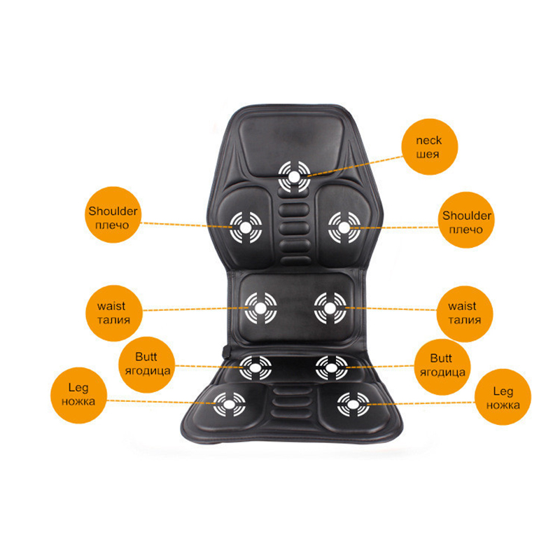 Cojín de masaje de cuerpo completo para coche y oficina, colchón vibrador de calor, silla de masaje para cuello y espalda, asiento de coche de relajación, 12V,