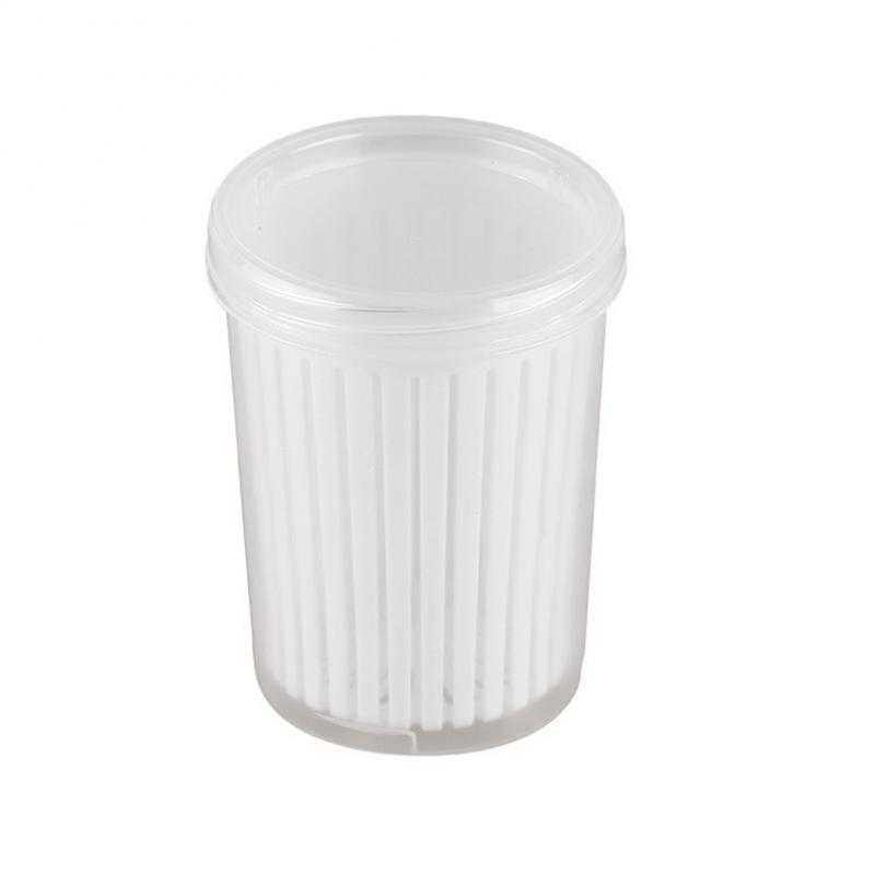 Drain Fresh Box Kitchen Refrigerator Fresh-Keeping Box Fruit Vegetable Drain Crisper Transparent Storage Containers With Lid: S / black