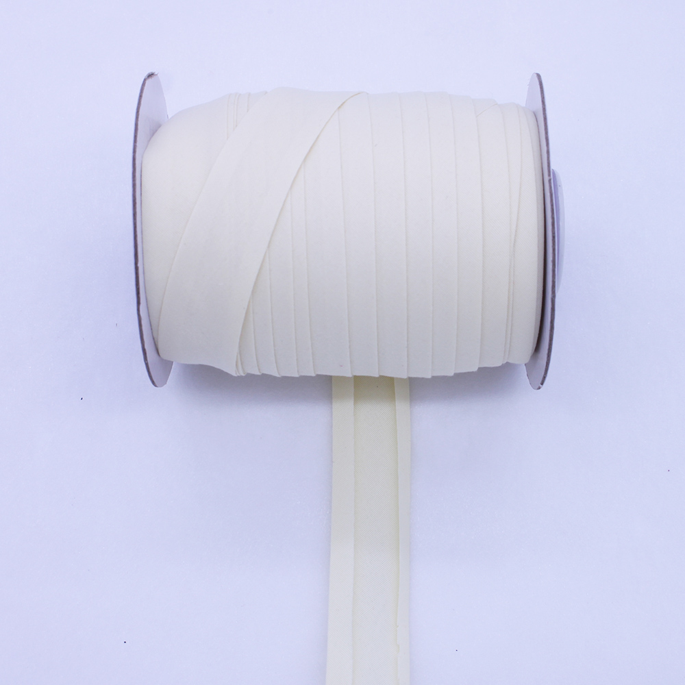 Poliéster/algodón 1 "25mm T/C cinta al polarización vinculante cinta de una sola pliegue Color sólido para costura y recorte de prendas DIY 50 yardas/rollo: Beige