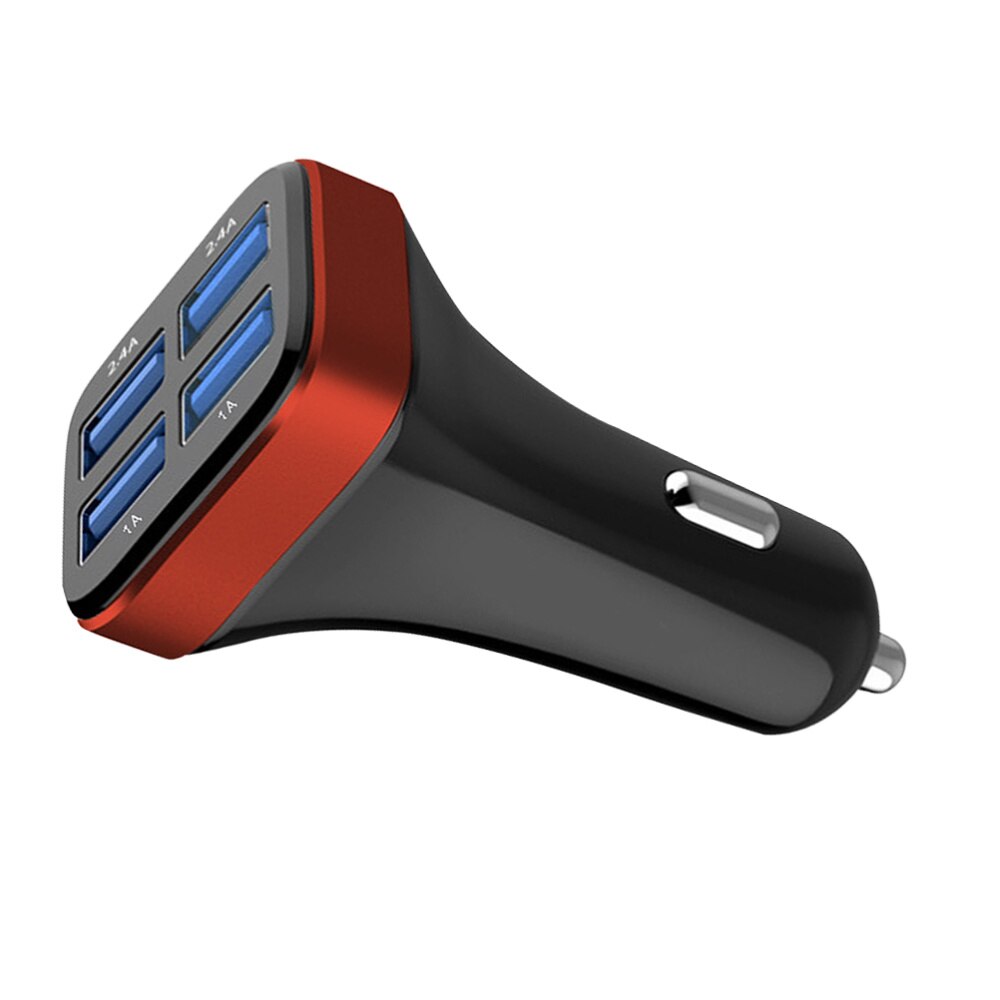 1 pc 2.4A 4 USB Ports Socket Multi Function Car Phone Charger (Black and Silver)