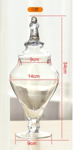 Stærk glas opbevaringstank slik glas slik jar hjemmet dekorer: B